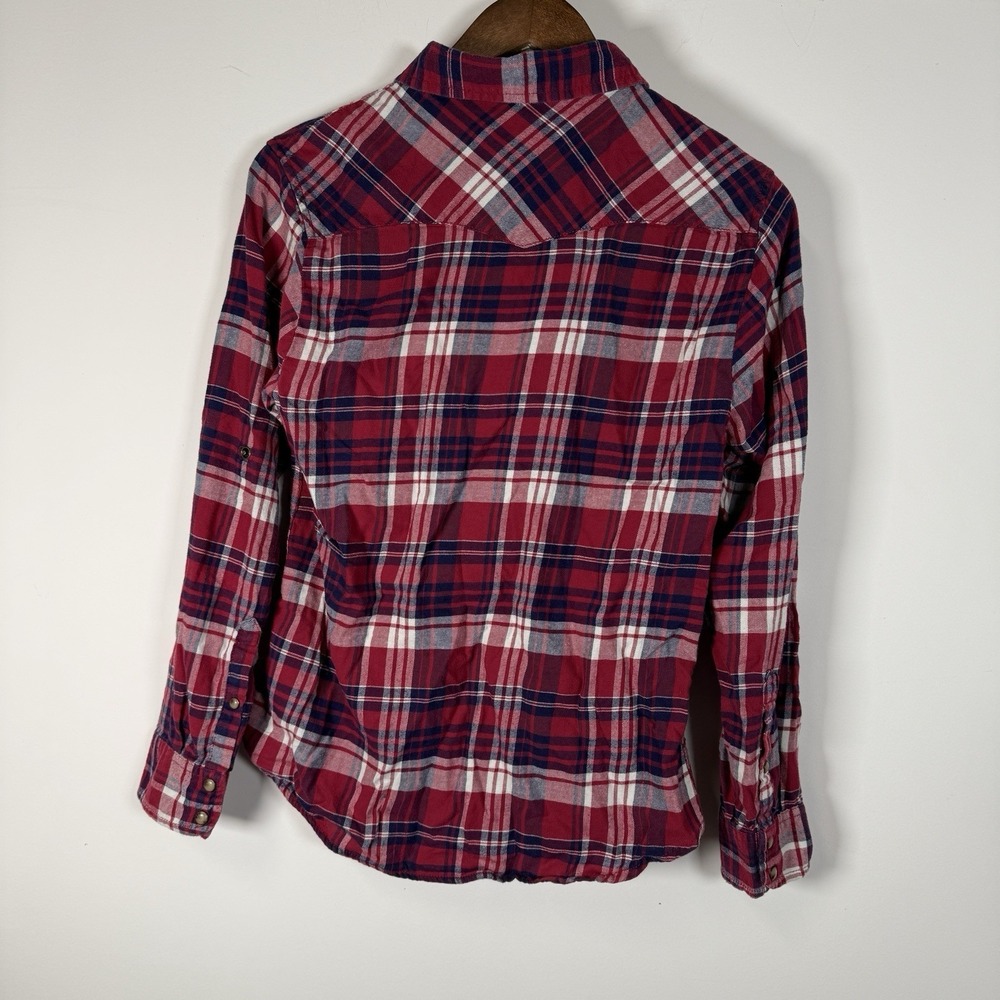 Jachs Girlfriend Women's Small Flannel Shirt Red Plaid Comfort Stretch - Picture 6 of 6